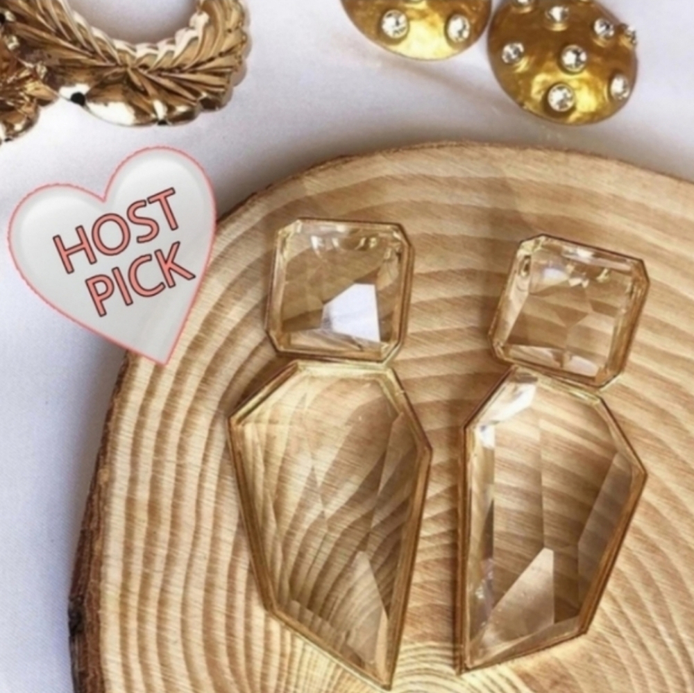 💓HP💓 Exaggerated Acrylic Geometric Gold Drop Earrings